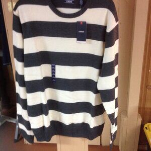 Izod Men's Large White & Charcoal Long Sleeve Pullover Sweater - New with Tags